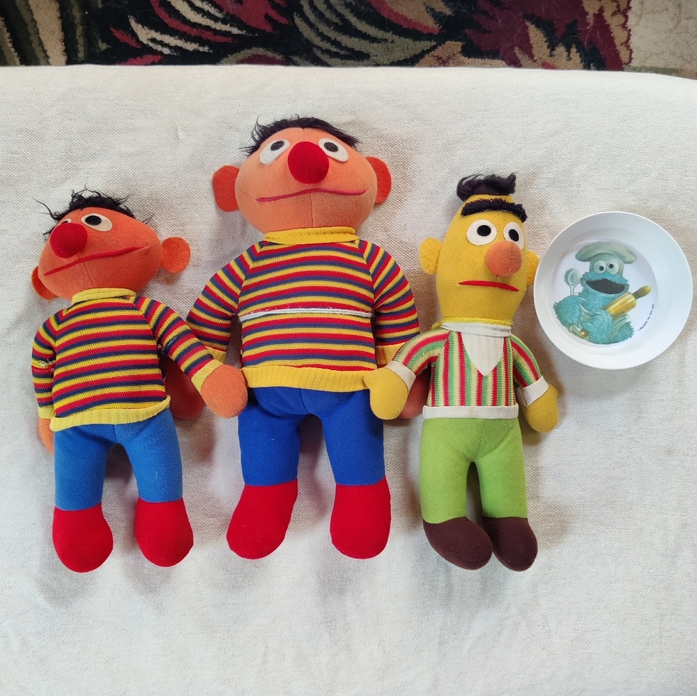 70s 80s Sesame Street Lot Knickerbocker Bert Ernie NHP Cookie Monster Bowl
